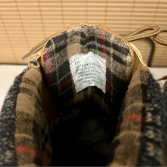 JustFab Navy/Tan Evi Knit Sock Liner Duck Boots - Picture 7 of 11